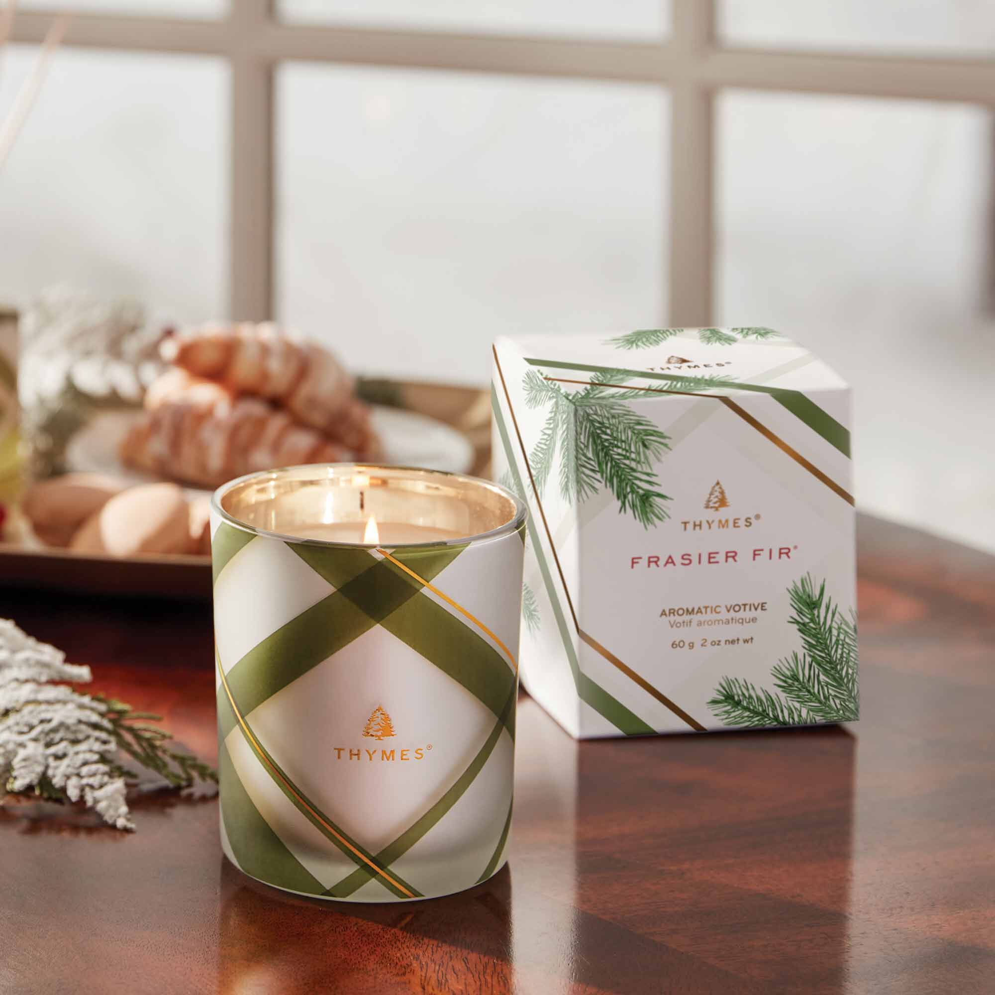 Alternative view of Frasier Fir Frosted Plaid Votive Candle