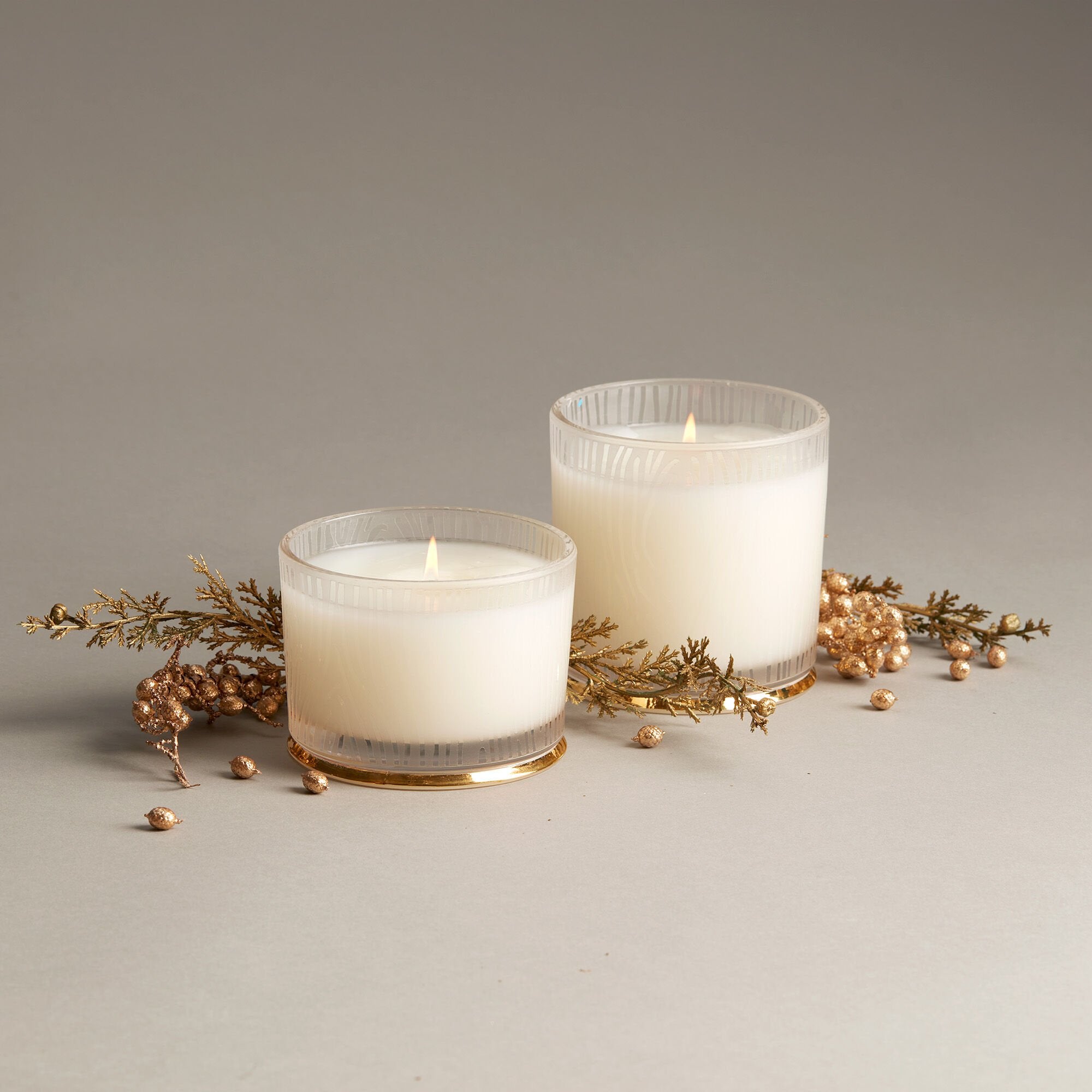 Alternative view of Frasier Fir Large Frosted Wood Grain Candle