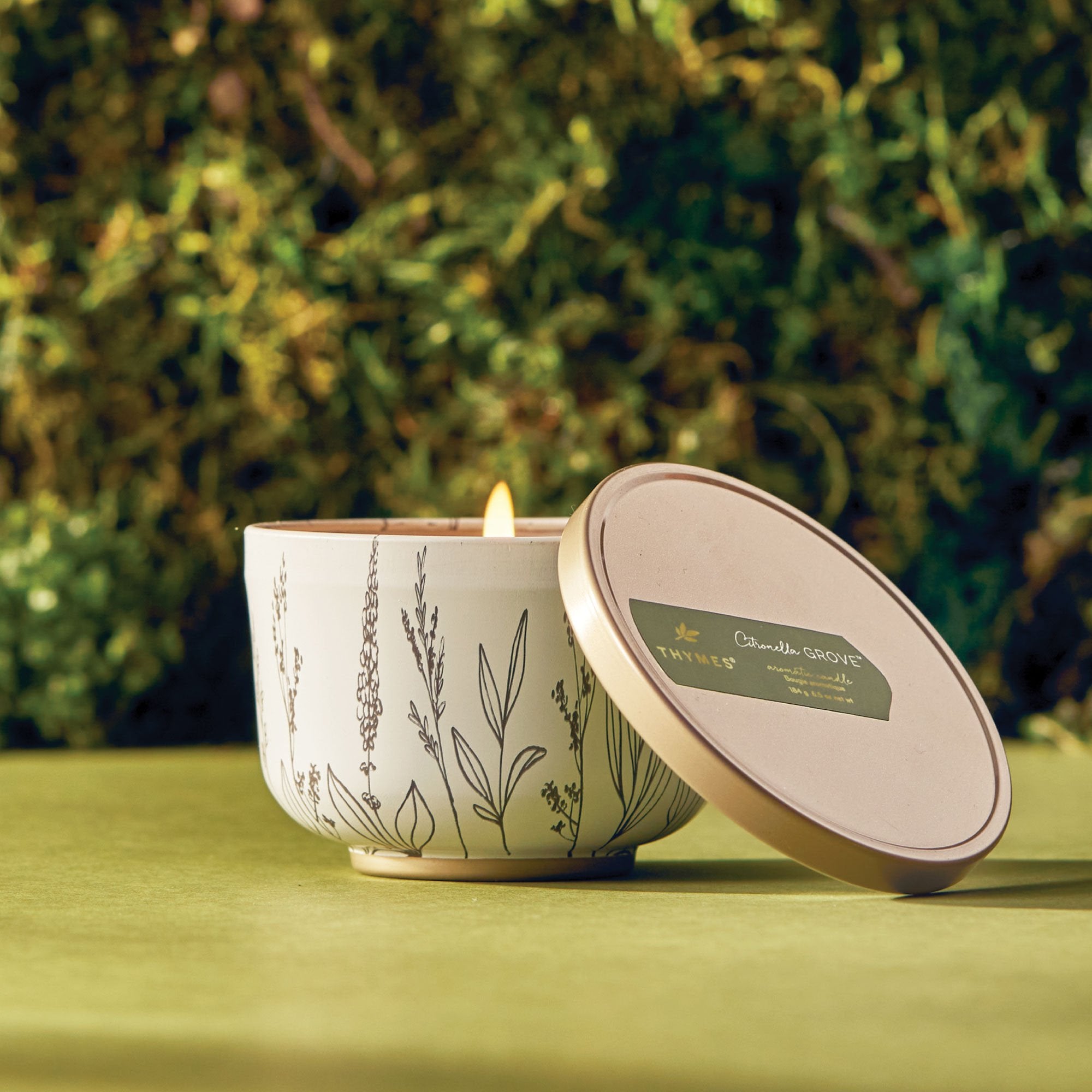 Alternative view of Outdoor Oasis Citronella Grove Poured Candle Tin with Gold Lid