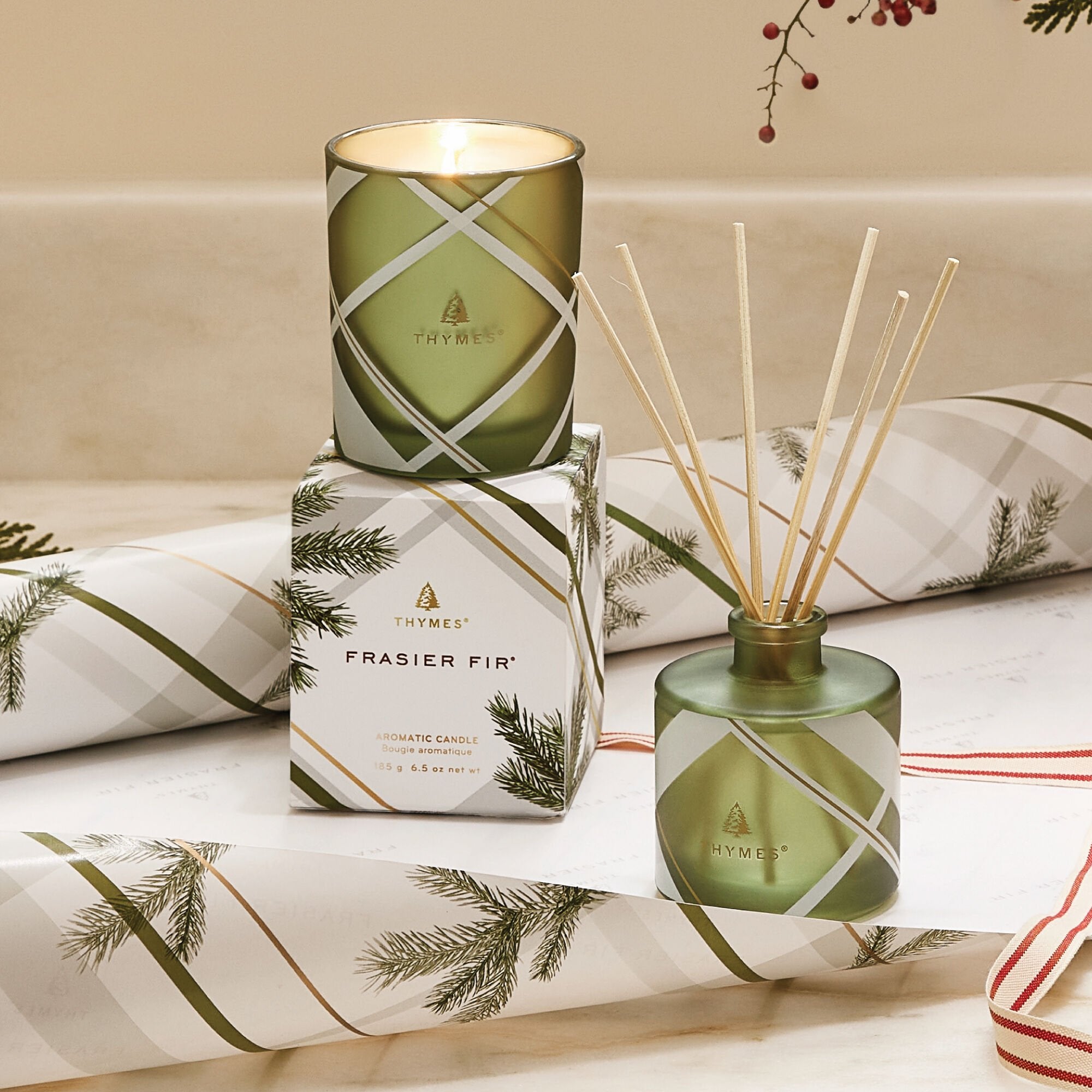 Frasier Fir Frosted Plaid 6.5 oz Poured Candle - Image 3