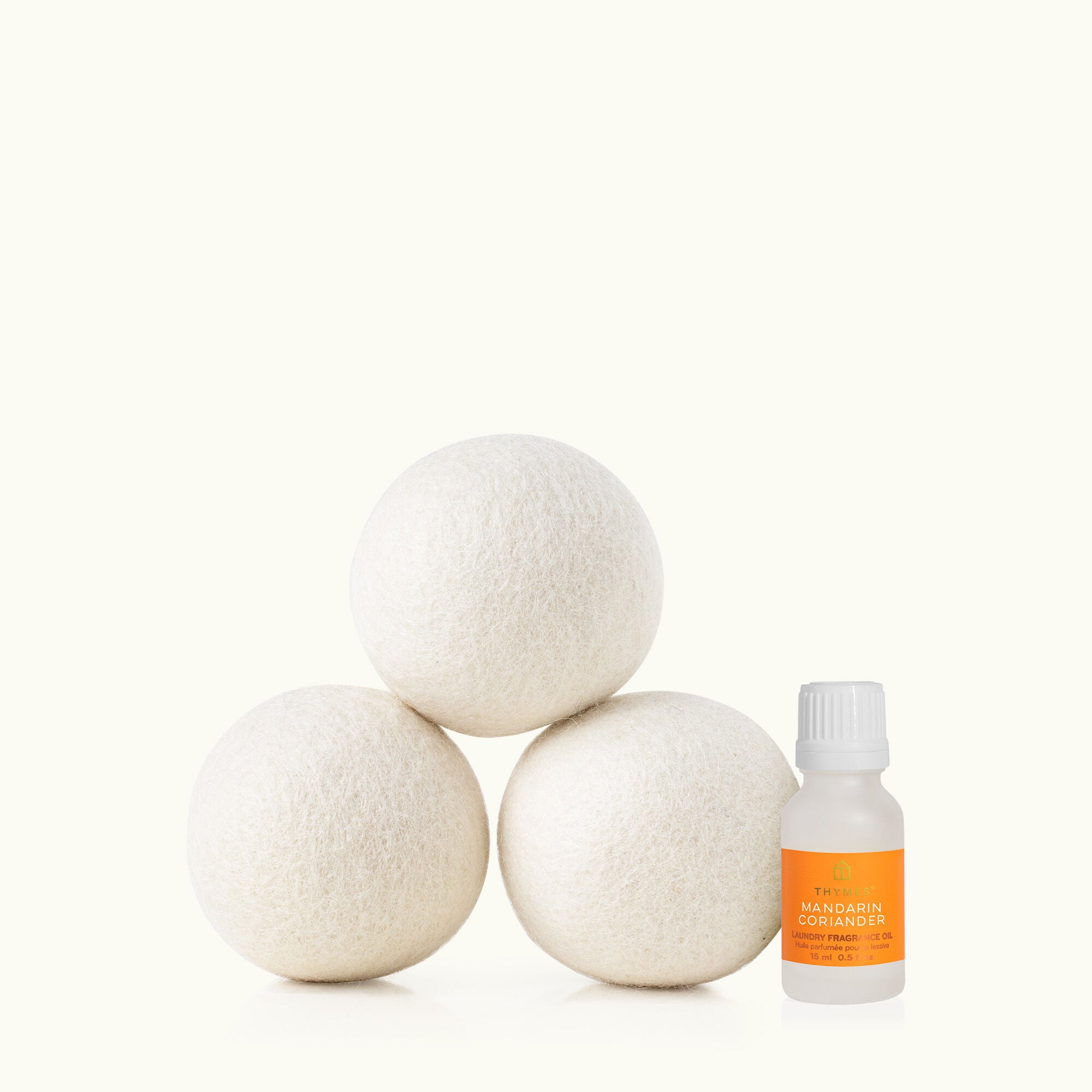 Alternative view of Mandarin Coriander Wool Dryer Balls & Laundry Fragrance Oil Set